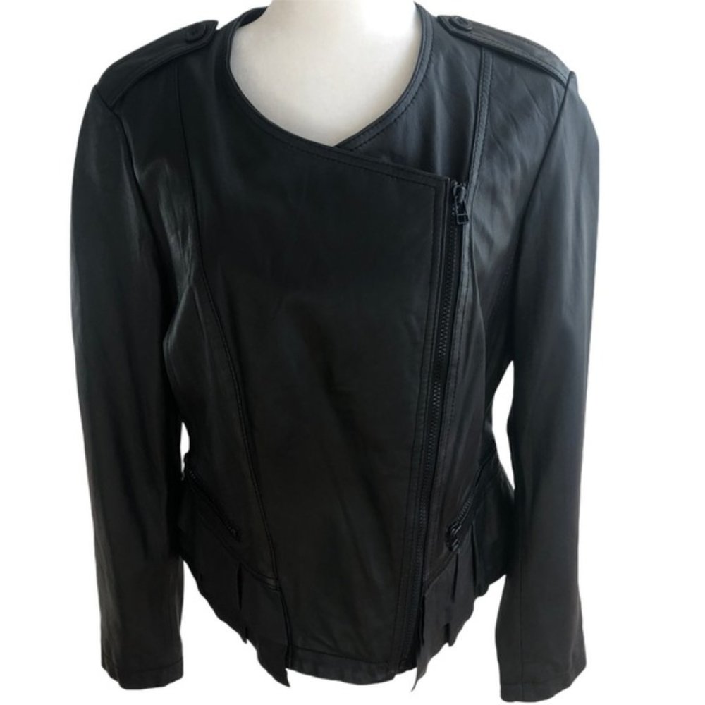 Rezrekshn Esther Chan Zip Up Leather Jacket Large